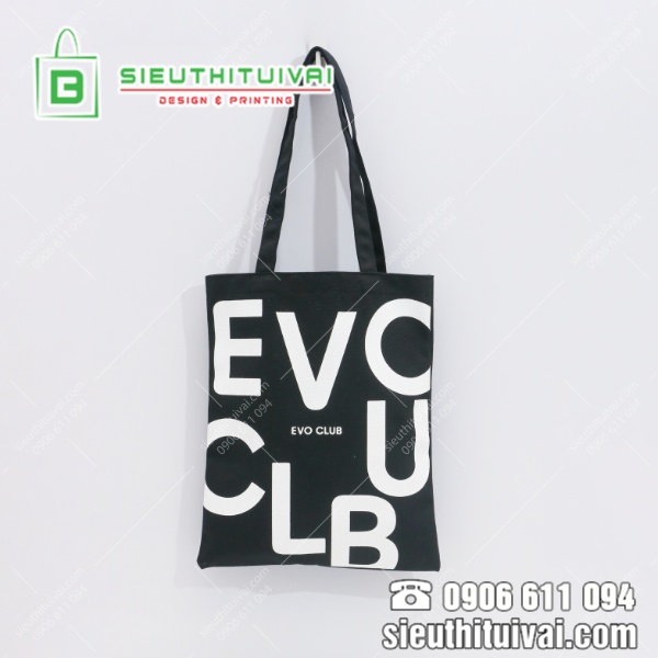 Mẫu túi vải vintage in logo thương hiệu EVO CLUB