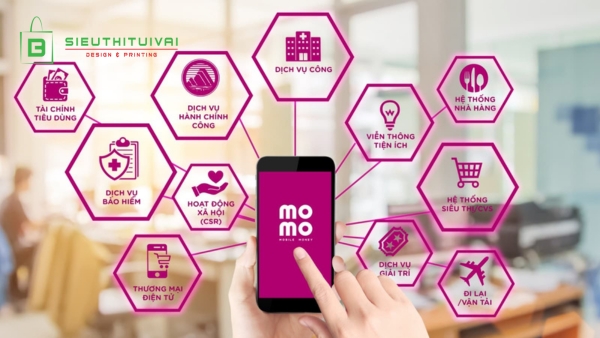 momo design logo sử dụng trong nhiều dịch vụ của ví điện tử MOMO